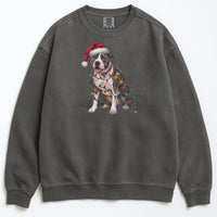 Load image into Gallery viewer, Christmas Pitbull Sweatshirt, Christmas Lights Dog
