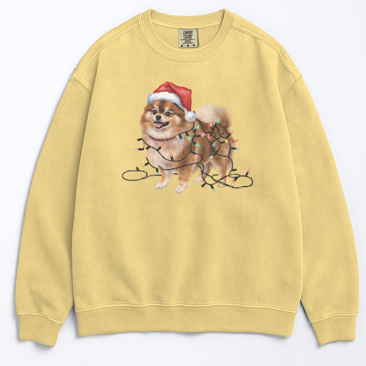 Christmas Pomeranian Sweatshirt, Christmas Lights Dog
