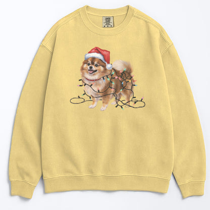 Christmas Pomeranian Sweatshirt, Christmas Lights Dog