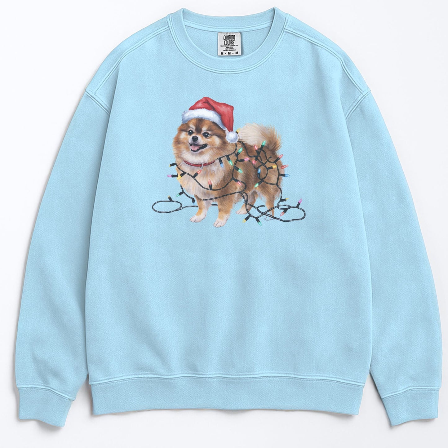 Christmas Pomeranian Sweatshirt, Christmas Lights Dog