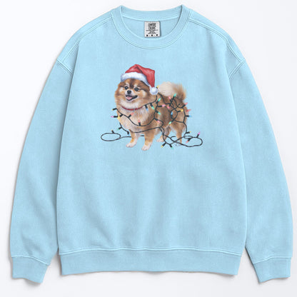 Christmas Pomeranian Sweatshirt, Christmas Lights Dog