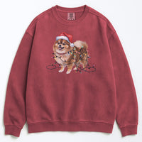 Load image into Gallery viewer, Christmas Pomeranian Sweatshirt, Christmas Lights Dog
