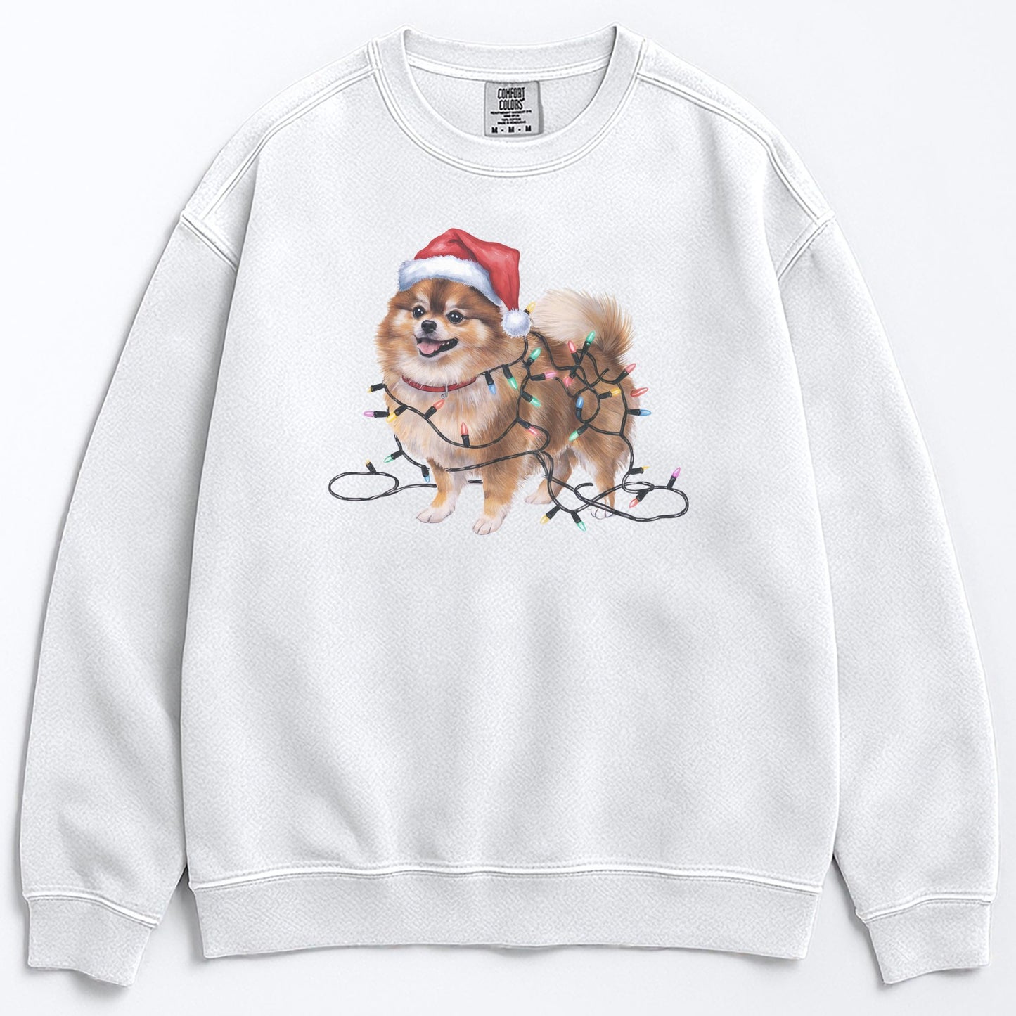 Christmas Pomeranian Sweatshirt, Christmas Lights Dog