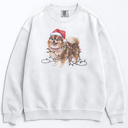 Christmas Pomeranian Sweatshirt, Christmas Lights Dog
