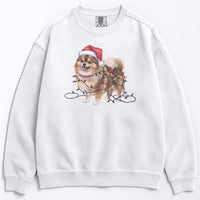 Load image into Gallery viewer, Christmas Pomeranian Sweatshirt, Christmas Lights Dog
