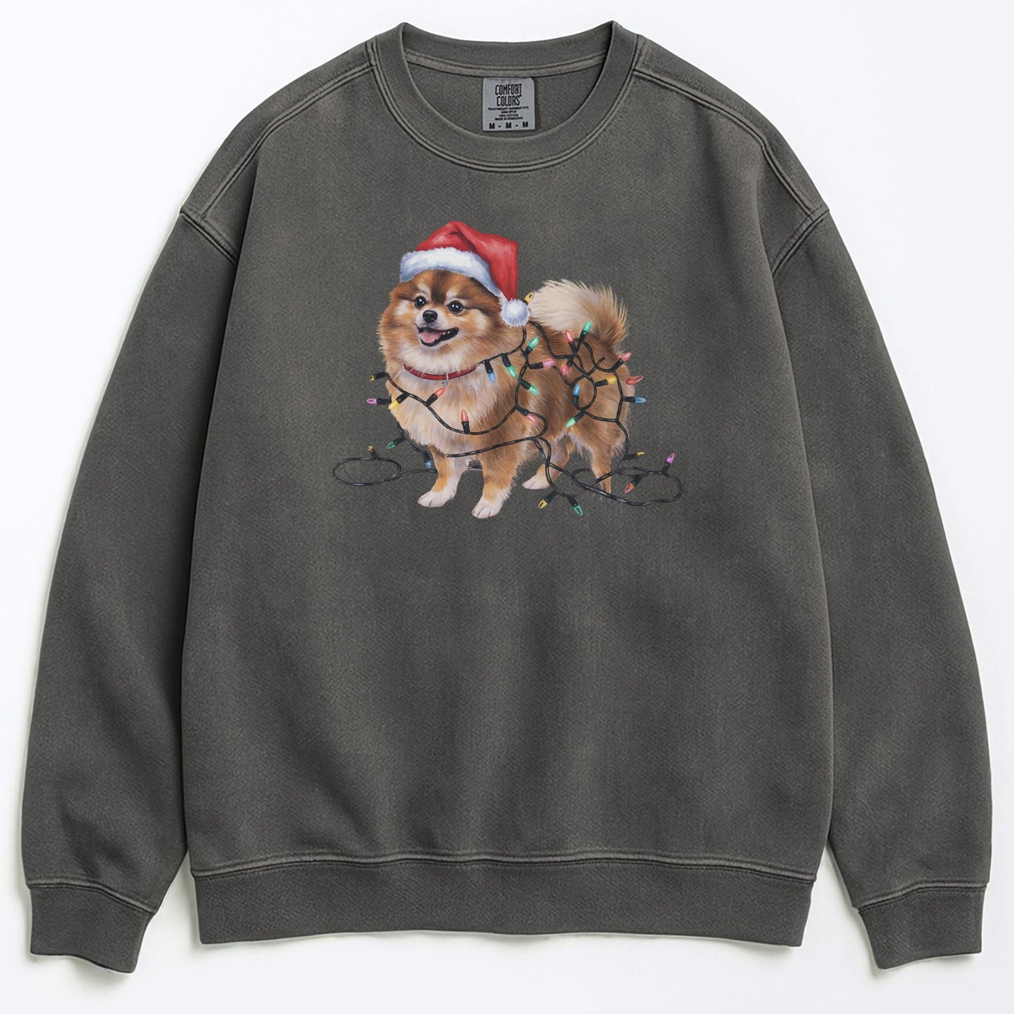Christmas Pomeranian Sweatshirt, Christmas Lights Dog