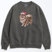 Load image into Gallery viewer, Christmas Pomeranian Sweatshirt, Christmas Lights Dog
