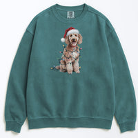 Load image into Gallery viewer, Christmas Poodle Sweatshirt, Christmas Lights Dog
