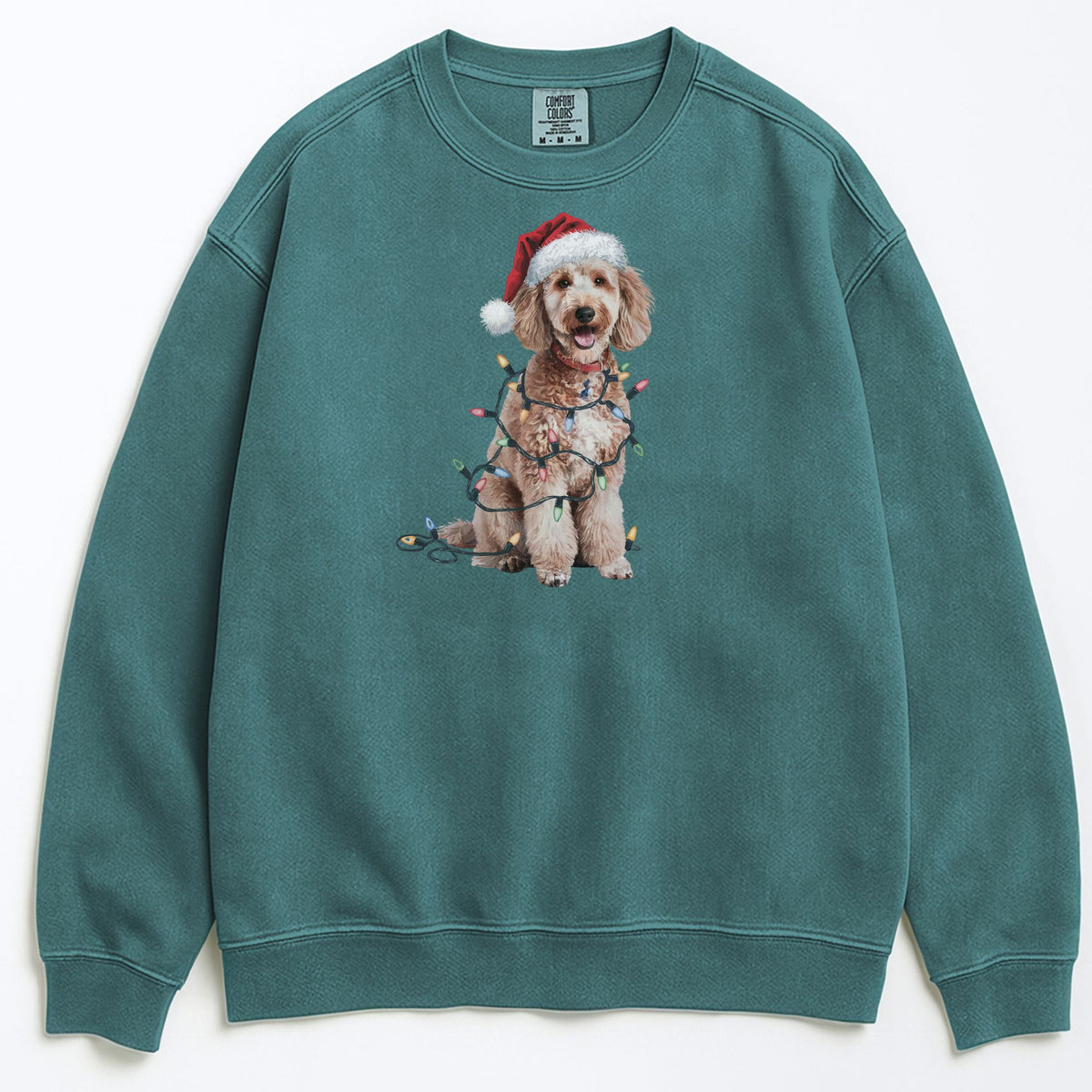 Christmas Poodle Sweatshirt, Christmas Lights Dog