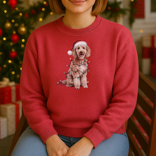 Christmas Poodle Sweatshirt, Christmas Lights Dog