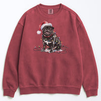 Load image into Gallery viewer, Christmas Black Pug Sweatshirt, Christmas Lights Dog
