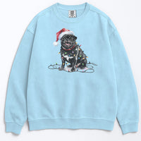 Load image into Gallery viewer, Christmas Black Pug Sweatshirt, Christmas Lights Dog
