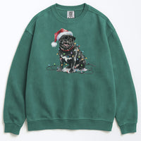 Load image into Gallery viewer, Christmas Black Pug Sweatshirt, Christmas Lights Dog
