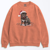 Load image into Gallery viewer, Christmas Black Pug Sweatshirt, Christmas Lights Dog
