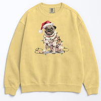 Load image into Gallery viewer, Christmas Tan Pug Sweatshirt, Christmas Lights Dog
