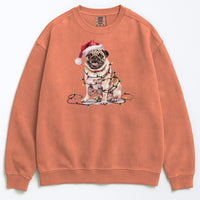 Load image into Gallery viewer, Christmas Tan Pug Sweatshirt, Christmas Lights Dog
