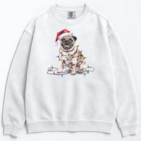 Load image into Gallery viewer, Christmas Tan Pug Sweatshirt, Christmas Lights Dog
