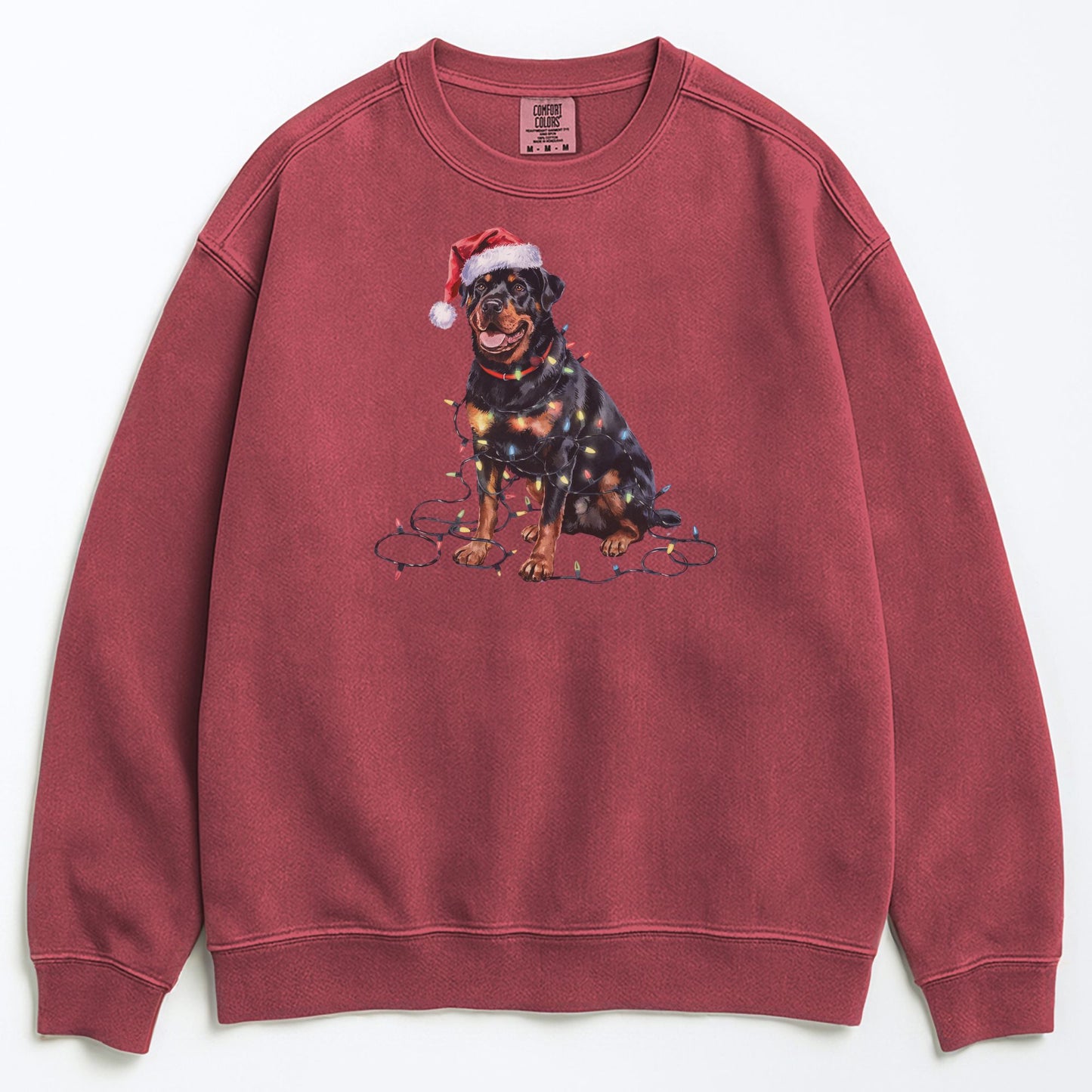 Christmas Rottweiler Sweatshirt, Christmas Lights Dog