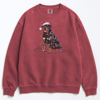 Christmas Rottweiler Sweatshirt, Christmas Lights Dog