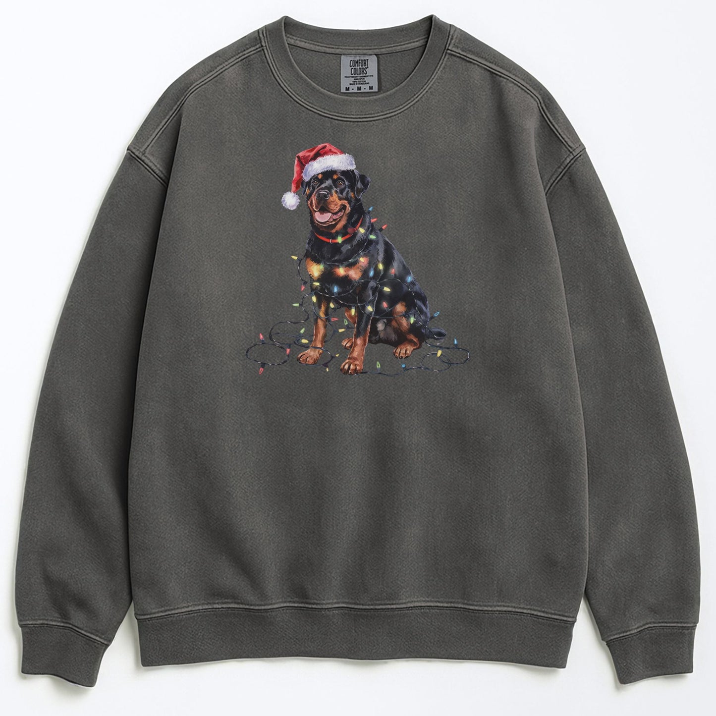 Christmas Rottweiler Sweatshirt, Christmas Lights Dog