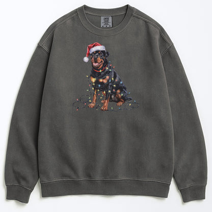 Christmas Rottweiler Sweatshirt, Christmas Lights Dog