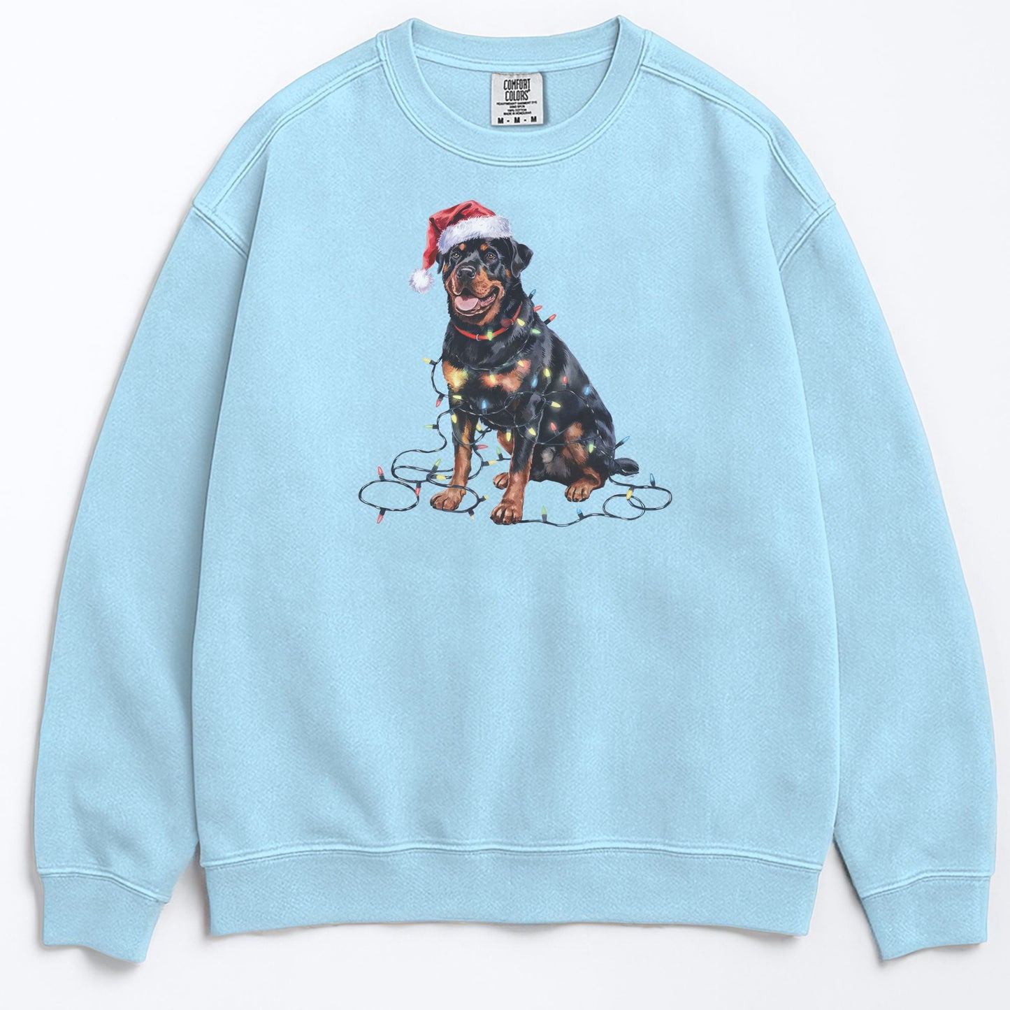 Christmas Rottweiler Sweatshirt, Christmas Lights Dog