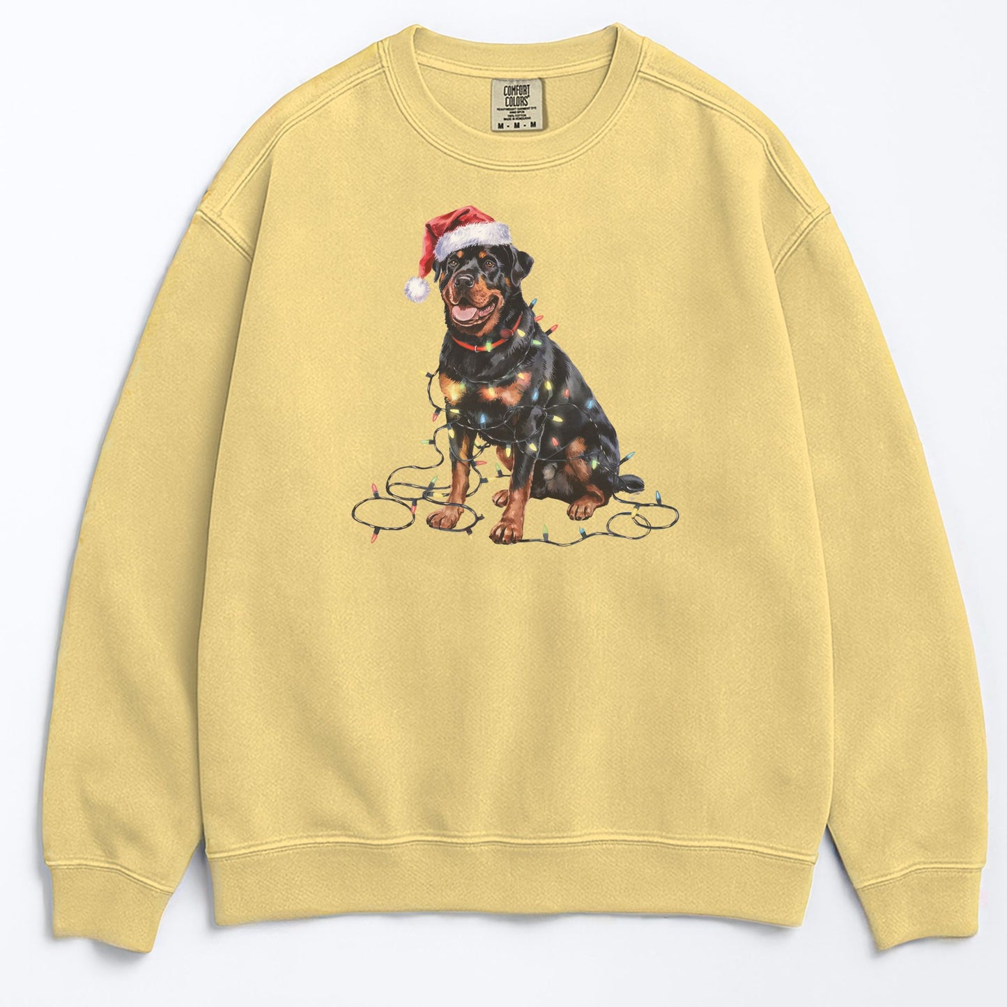 Christmas Rottweiler Sweatshirt, Christmas Lights Dog
