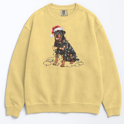 Christmas Rottweiler Sweatshirt, Christmas Lights Dog