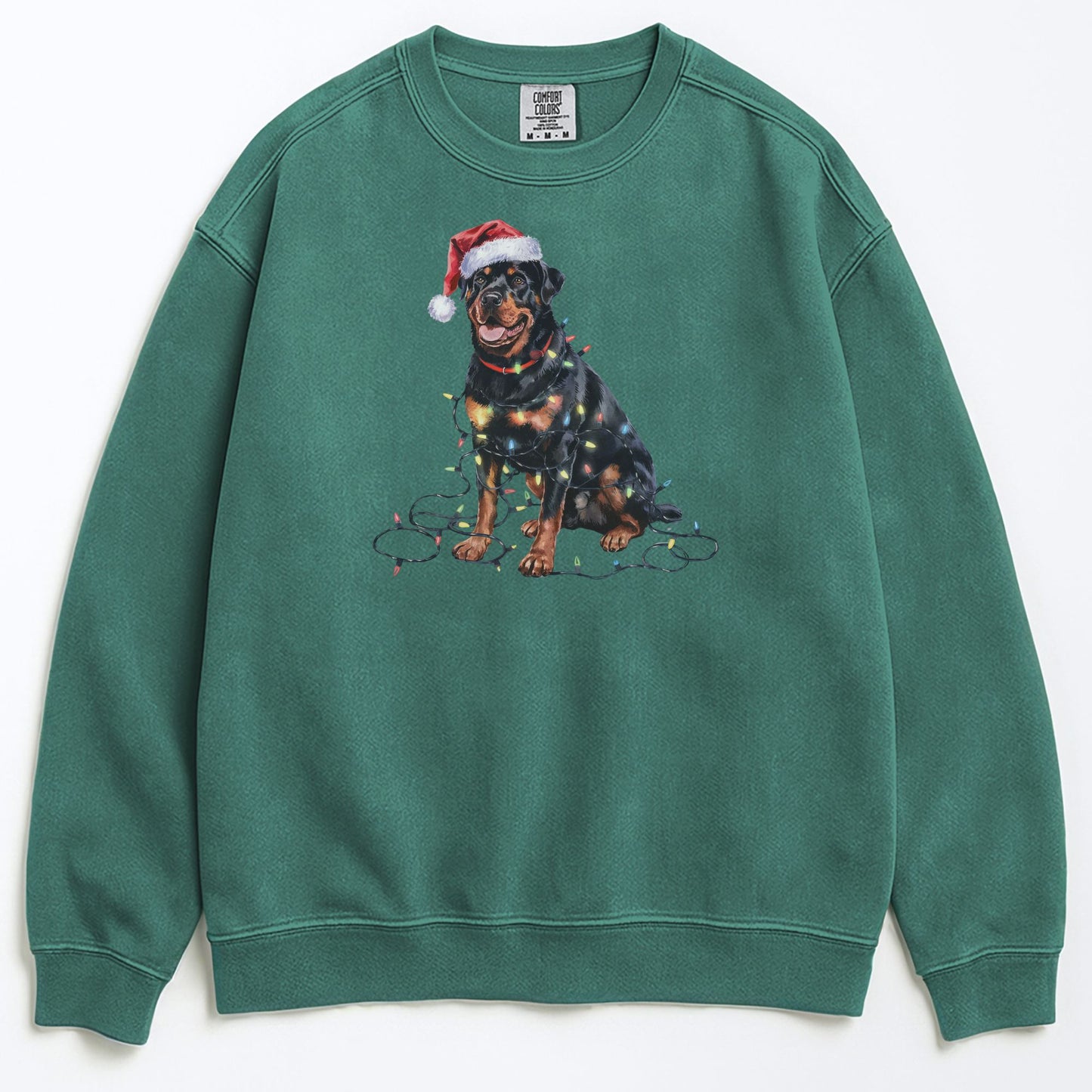 Christmas Rottweiler Sweatshirt, Christmas Lights Dog