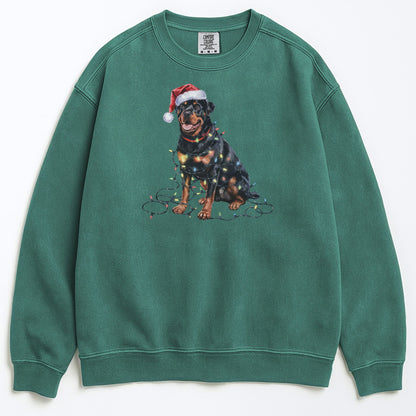 Christmas Rottweiler Sweatshirt, Christmas Lights Dog
