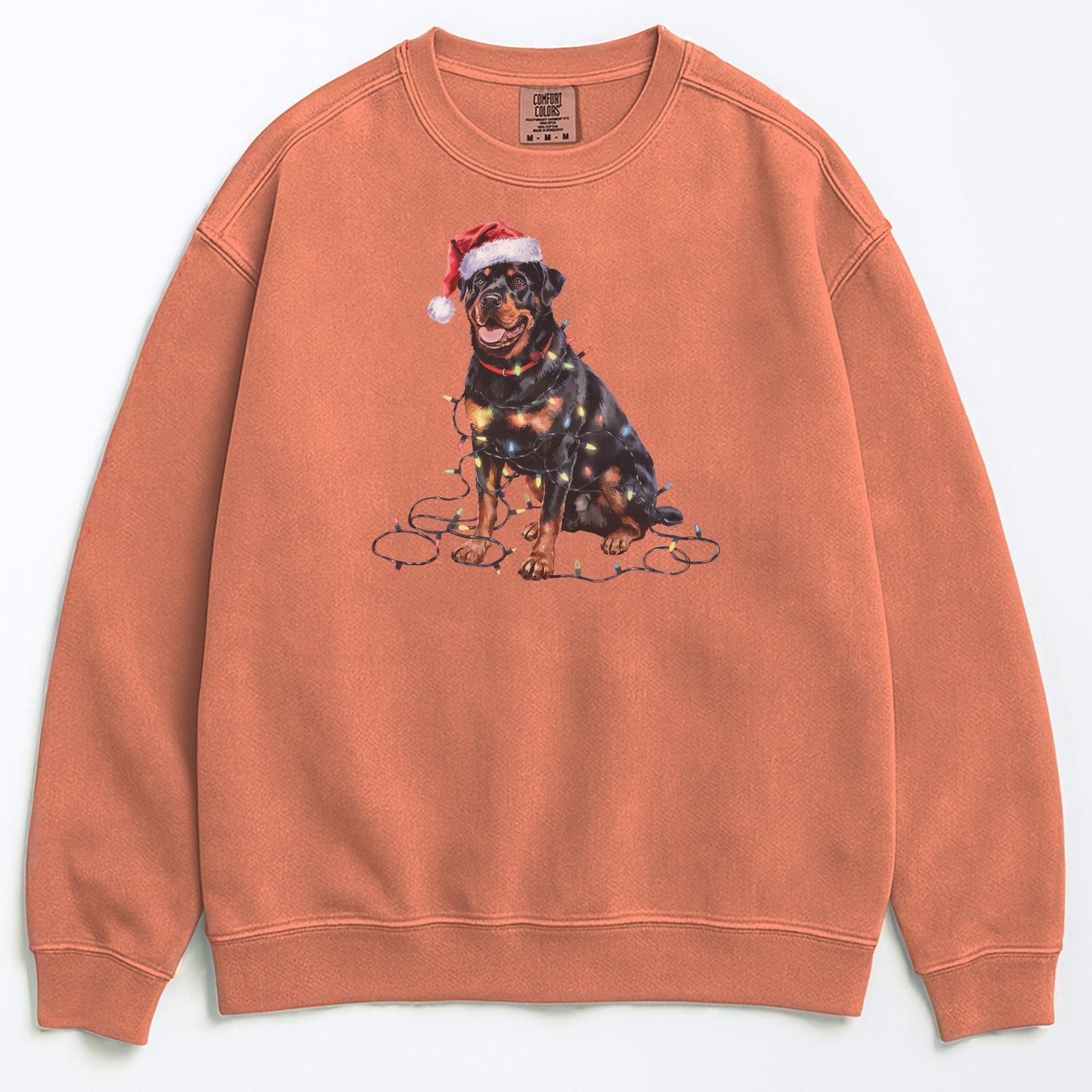 Christmas Rottweiler Sweatshirt, Christmas Lights Dog