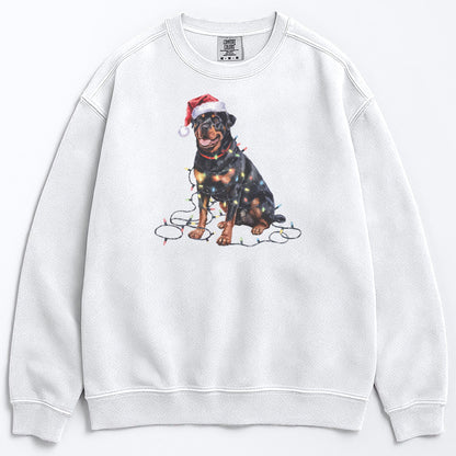 Christmas Rottweiler Sweatshirt, Christmas Lights Dog