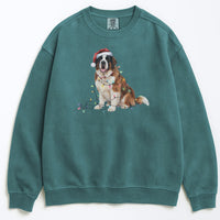 Load image into Gallery viewer, Christmas Saint Bernard Sweatshirt, Christmas Lights Dog
