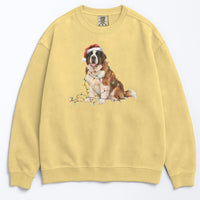 Load image into Gallery viewer, Christmas Saint Bernard Sweatshirt, Christmas Lights Dog
