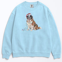 Load image into Gallery viewer, Christmas Saint Bernard Sweatshirt, Christmas Lights Dog
