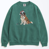 Load image into Gallery viewer, Christmas Saint Bernard Sweatshirt, Christmas Lights Dog
