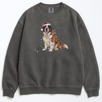 Load image into Gallery viewer, Christmas Saint Bernard Sweatshirt, Christmas Lights Dog
