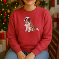 Load image into Gallery viewer, Christmas Saint Bernard Sweatshirt, Christmas Lights Dog
