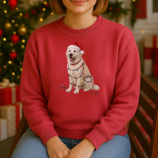 English Cream Golden Retriever Christmas Sweatshirt, Dog Lover Holiday Crewneck, Comfort Colors Dog Christmas Sweater Gift