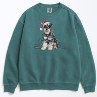 Load image into Gallery viewer, Christmas Schnauzer Sweatshirt, Christmas Lights Dog
