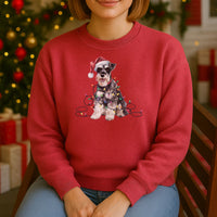 Load image into Gallery viewer, Christmas Schnauzer Sweatshirt, Christmas Lights Dog

