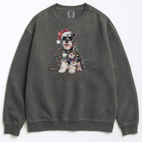 Load image into Gallery viewer, Christmas Schnauzer Sweatshirt, Christmas Lights Dog
