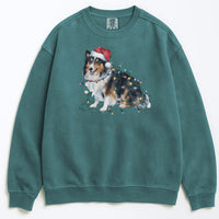 Load image into Gallery viewer, Christmas Shetland Sheepdog Sweatshirt, Christmas Lights Dog
