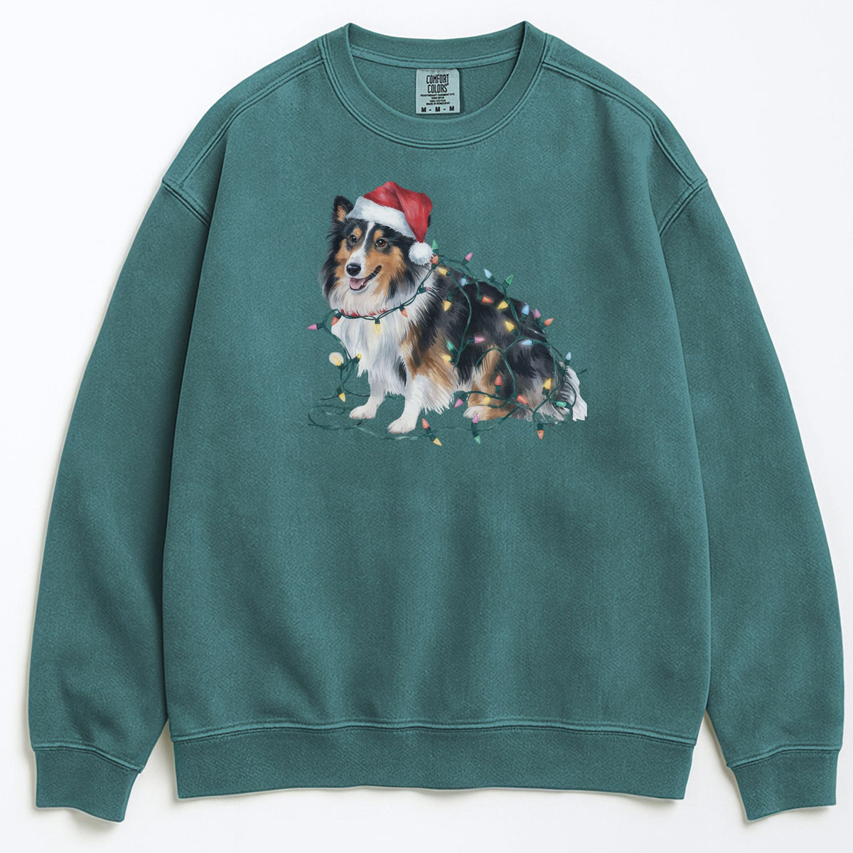 Christmas Shetland Sheepdog Sweatshirt, Christmas Lights Dog
