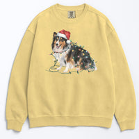Load image into Gallery viewer, Christmas Shetland Sheepdog Sweatshirt, Christmas Lights Dog
