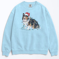 Load image into Gallery viewer, Christmas Shetland Sheepdog Sweatshirt, Christmas Lights Dog
