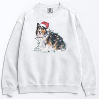 Load image into Gallery viewer, Christmas Shetland Sheepdog Sweatshirt, Christmas Lights Dog
