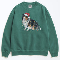 Load image into Gallery viewer, Christmas Shetland Sheepdog Sweatshirt, Christmas Lights Dog
