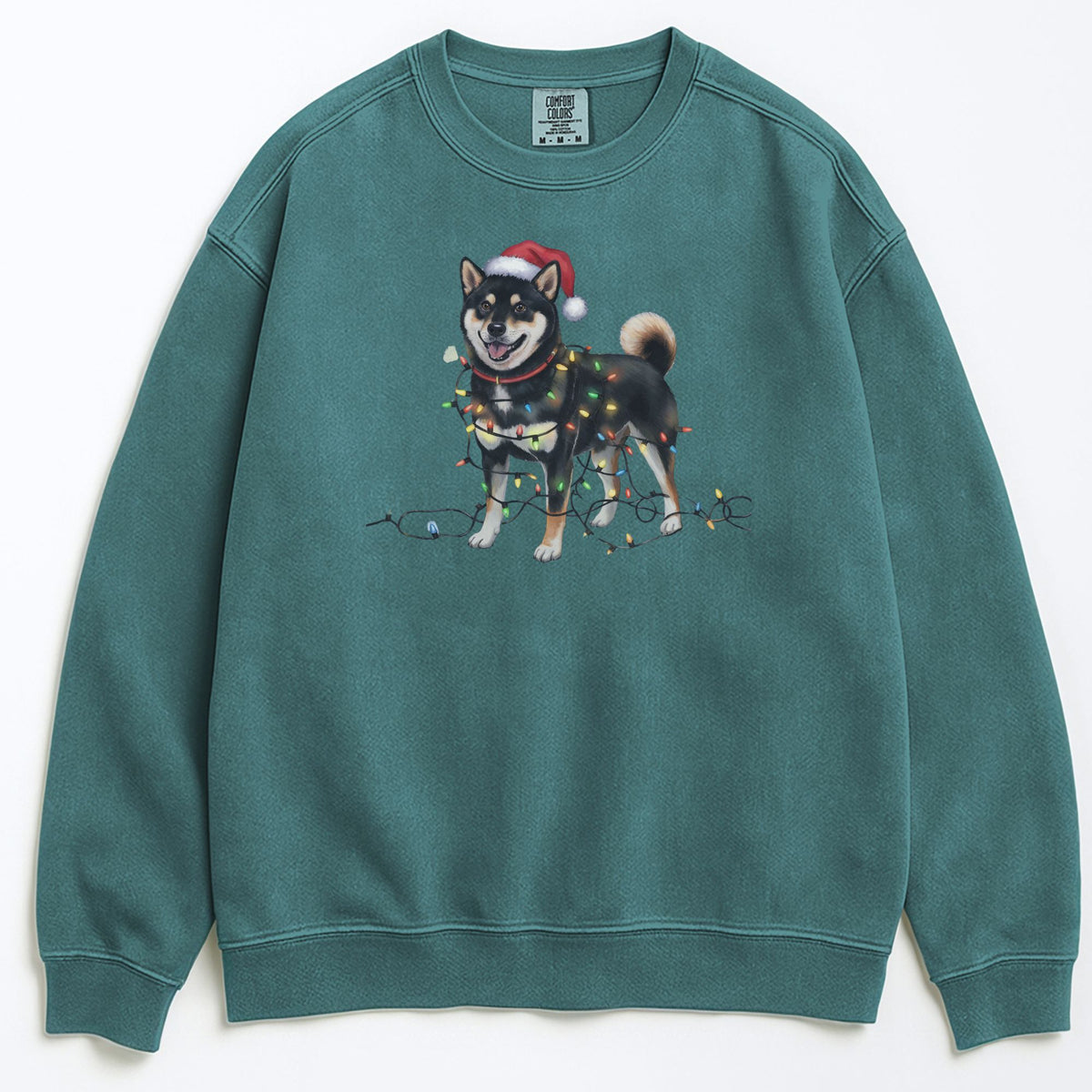 Christmas Black Shiba Inu Sweatshirt, Christmas Lights Dog