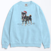 Load image into Gallery viewer, Christmas Black Shiba Inu Sweatshirt, Christmas Lights Dog

